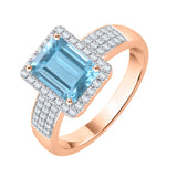 14K Rose Gold~Blue Topaz, 10K Rose Gold~Blue Topaz