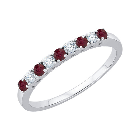 KATARINA 3/8 cttw Diamond and Alternating Ruby Wedding Band