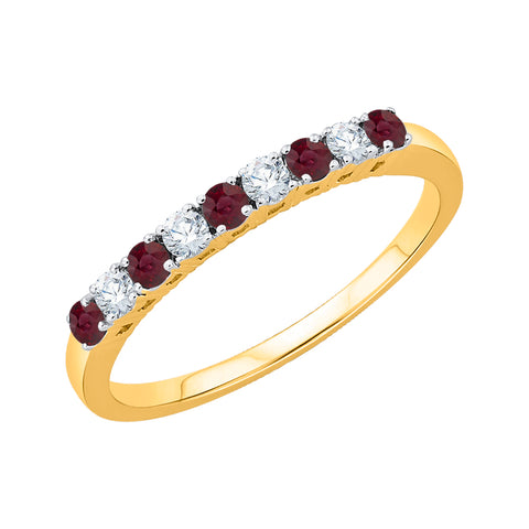 KATARINA 3/8 cttw Diamond and Alternating Ruby Wedding Band