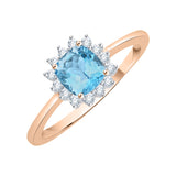 14K Rose Gold~Blue Topaz, 10K Rose Gold~Blue Topaz