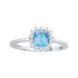 14K White Gold~Blue Topaz, 10K White Gold~Blue Topaz, Sterling Silver~Blue Topaz