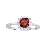 14K White Gold~Garnet, 10K White Gold~Garnet, Sterling Silver~Garnet