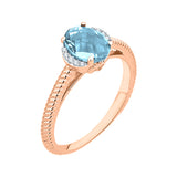14K Rose Gold~Blue Topaz, 10K Rose Gold~Blue Topaz