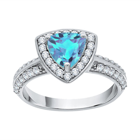 KATARINA 1 2/3 cttw Diamond and Blue Topaz Halo Engagement Ring