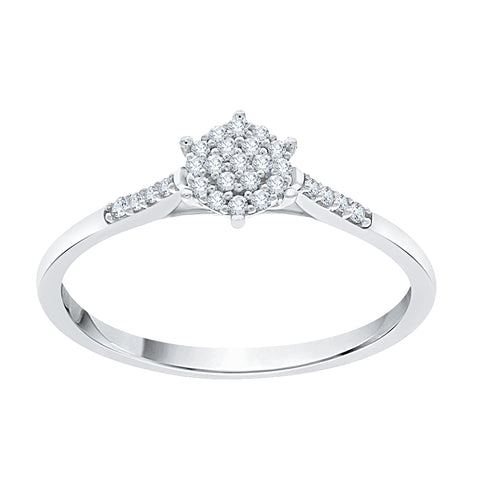 KATARINA 1/10 cttw Prong Set Diamond Cluster Engagement Ring