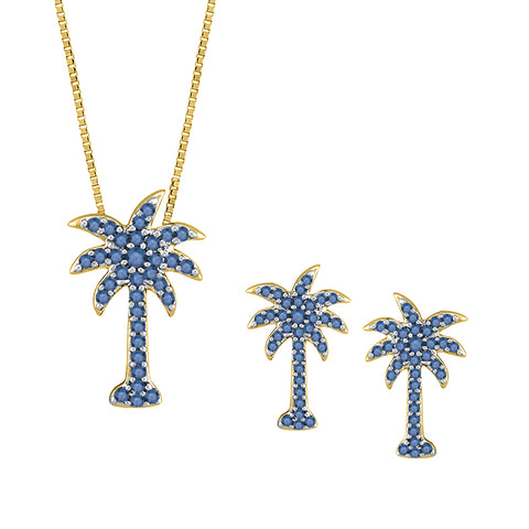 KATARINA Blue Diamond Palm Tree Jewelry Set