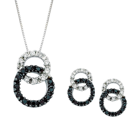 KATARINA Black and White Diamond Circle Jewelry Set
