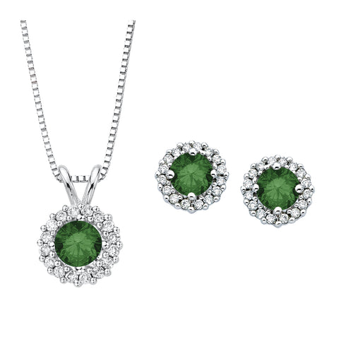 KATARINA Green and White Diamond Jewelry Set