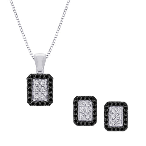 KATARINA Black and White Diamond Jewelry Set (5/8 cttw)