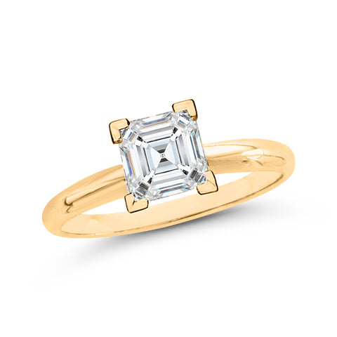 0.9 ct. D - SI2 Asscher Cut Diamond Solitaire Engagement Ring in 14k Gold