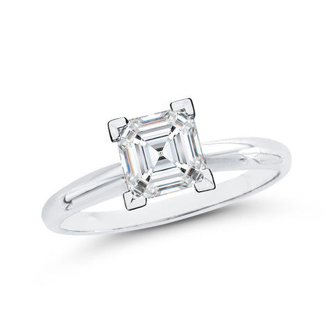 0.9 ct. D - SI2 Asscher Cut Diamond Solitaire Engagement Ring in 14k Gold