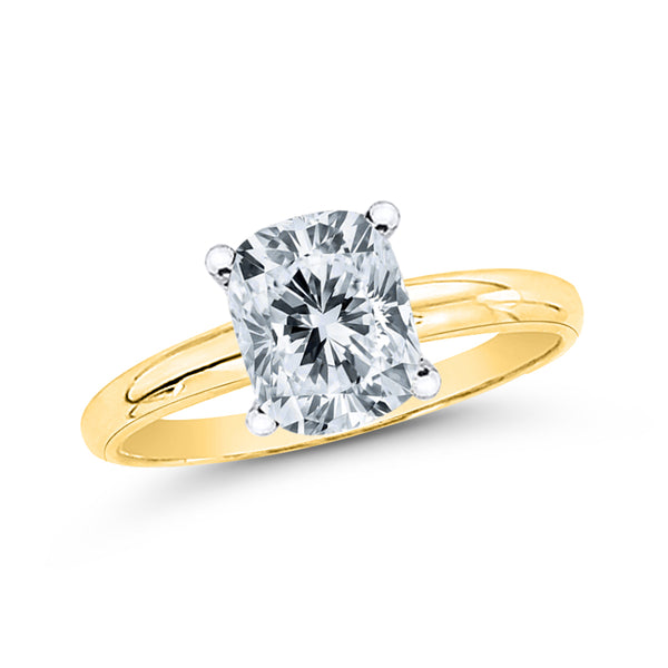 GIA Certified 2 Carat Cushion Cut Diamond Solitaire Engagement Ring in 14k Gold ( D - SI1)