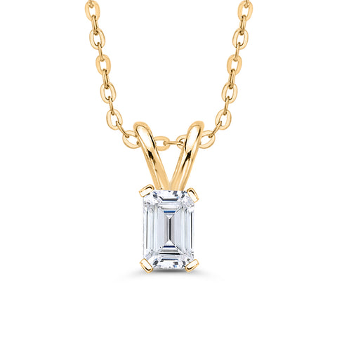 IGI Certified 1.08 ct. F - VVS2 Emerald  Cut Lab Grown Diamond Solitaire Pendant Necklace in 14K Gold