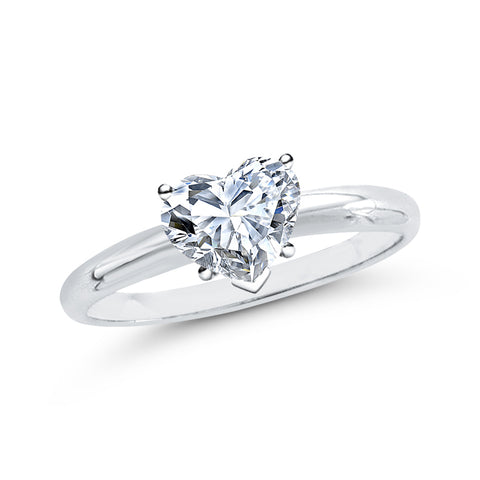 GIA Certified 0.9 ct. F - VS2 Heart Shape Diamond Solitaire Engagement Ring in 14k Gold