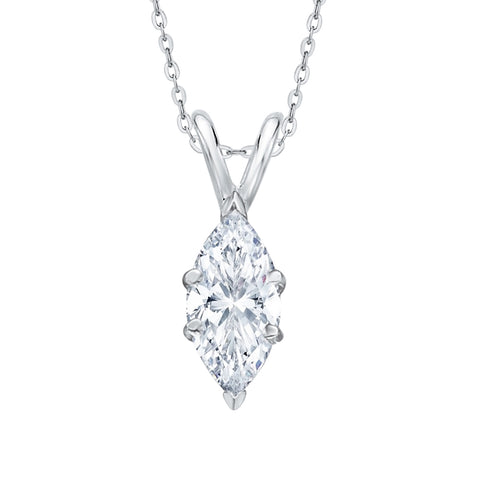 1/2 ct. G - SI3 Marquise  Cut Diamond Solitaire Pendant Necklace in 14K Gold