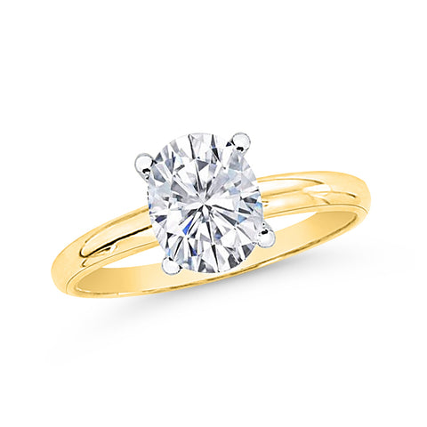 Certified 1.5 ct. F - SI2 Oval Cut Diamond Solitaire Engagement Ring in 14k Gold
