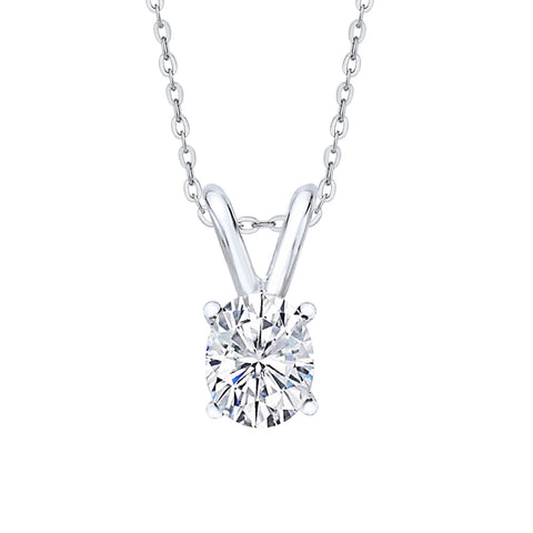 1 ct. G - VS2 Oval  Cut Lab Grown Diamond Solitaire Pendant Necklace in 14K Gold