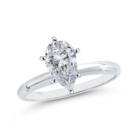 IGI Certified 1 ct. D - VS2 Pear  Cut Lab Grown Diamond Solitaire Engagement Ring in 14k Gold