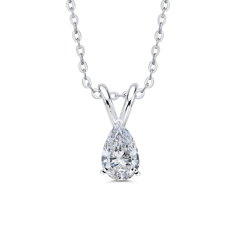 IGI Certified 1.1 ct. D - VVS2 Pear  Cut Lab Grown Diamond Solitaire Pendant Necklace in 14K Gold
