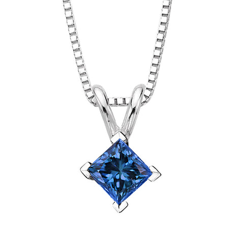 KATARINA Blue - I1 Princess Cut Diamond Solitaire Pendant Necklace