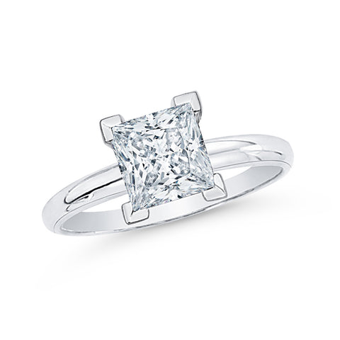 0.75 Carat Princess Cut Diamond Solitaire Engagement Ring in 14k Gold ( D - SI2)