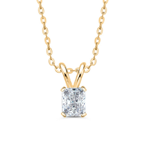 IGI Certified 1.5 ct. E - VVS2 Radiant  Cut Lab Grown Diamond Solitaire Pendant Necklace in 14K Gold