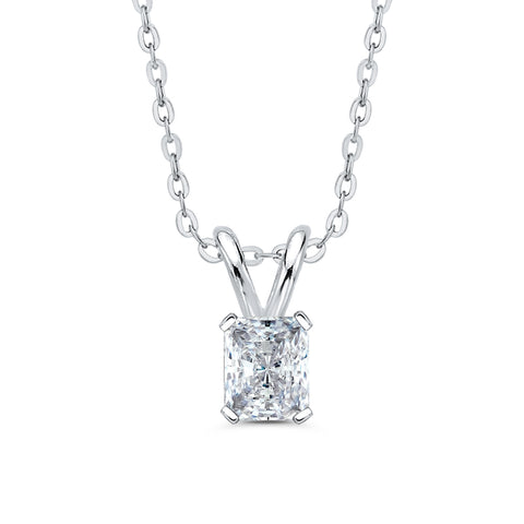IGI Certified 1.5 ct. E - VVS2 Radiant  Cut Lab Grown Diamond Solitaire Pendant Necklace in 14K Gold