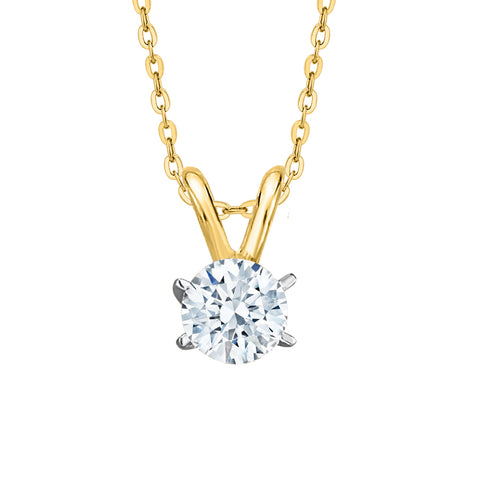 0.78 ct. H - VS1 Round Brilliant Cut Lab Grown Diamond Solitaire Pendant Necklace in 14K Gold