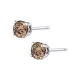 KATARINA Brown / Champagne Round Brilliant Cut Diamond Earring Studs