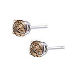 KATARINA Brown / Champagne Round Brilliant Cut Diamond Earring Studs