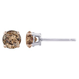 KATARINA Brown / Champagne Round Brilliant Cut Diamond Earring Studs