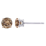 KATARINA Brown / Champagne Round Brilliant Cut Diamond Earring Studs