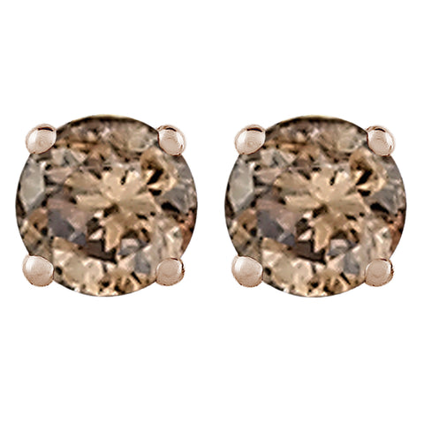 KATARINA Brown / Champagne Round Brilliant Cut Diamond Earring Studs