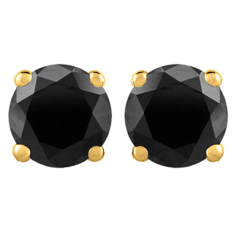 KATARINA Black Round Brilliant Cut Diamond Earring Studs
