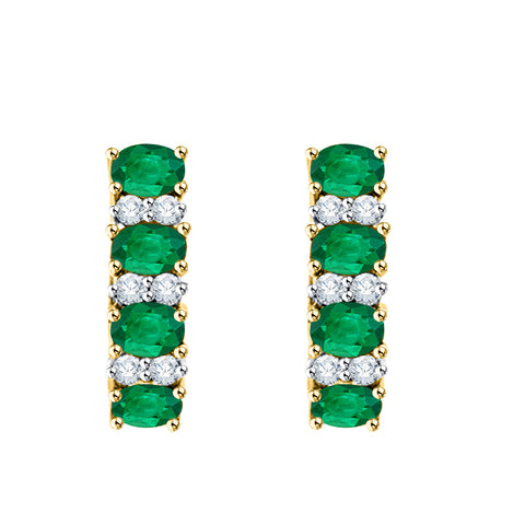 KATARINA Diamond with Alternating Emerald Huggie Earrings (1 5/8 cttw)