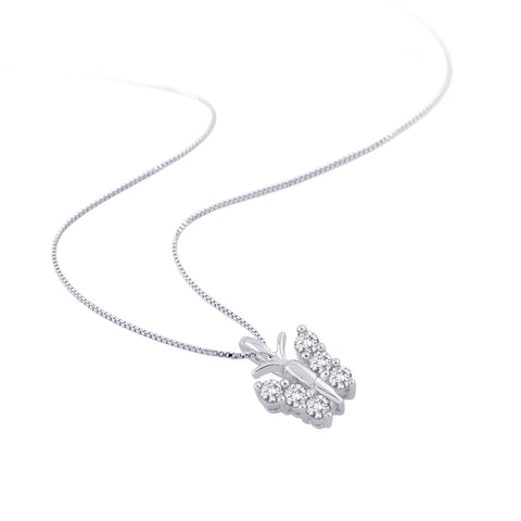 KATARINA Diamond Butterfly Pendant Necklace (1/6 cttw, JK, I2/I3)
