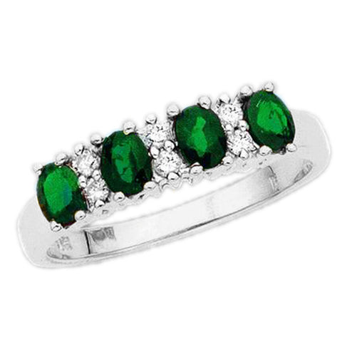 KATARINA Diamond and Alternating Emerald Jewelry Set (1/4 cttw)