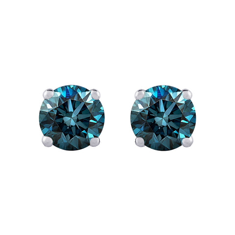 KATARINA Blue - I1 Round Brilliant Cut Diamond Earring Studs