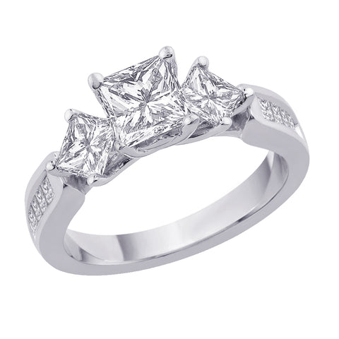 KATARINA 3 Diamond Princess Cut Anniversary Ring (2 cttw GH, I1)