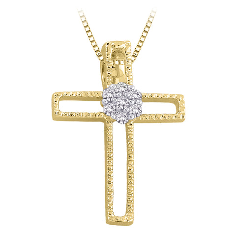 KATARINA 1/20 cttw Diamond Cross Pendant Necklace