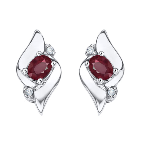 KATARINA Diamond Accent and Ruby Fashion Earrings (5/8 cttw)