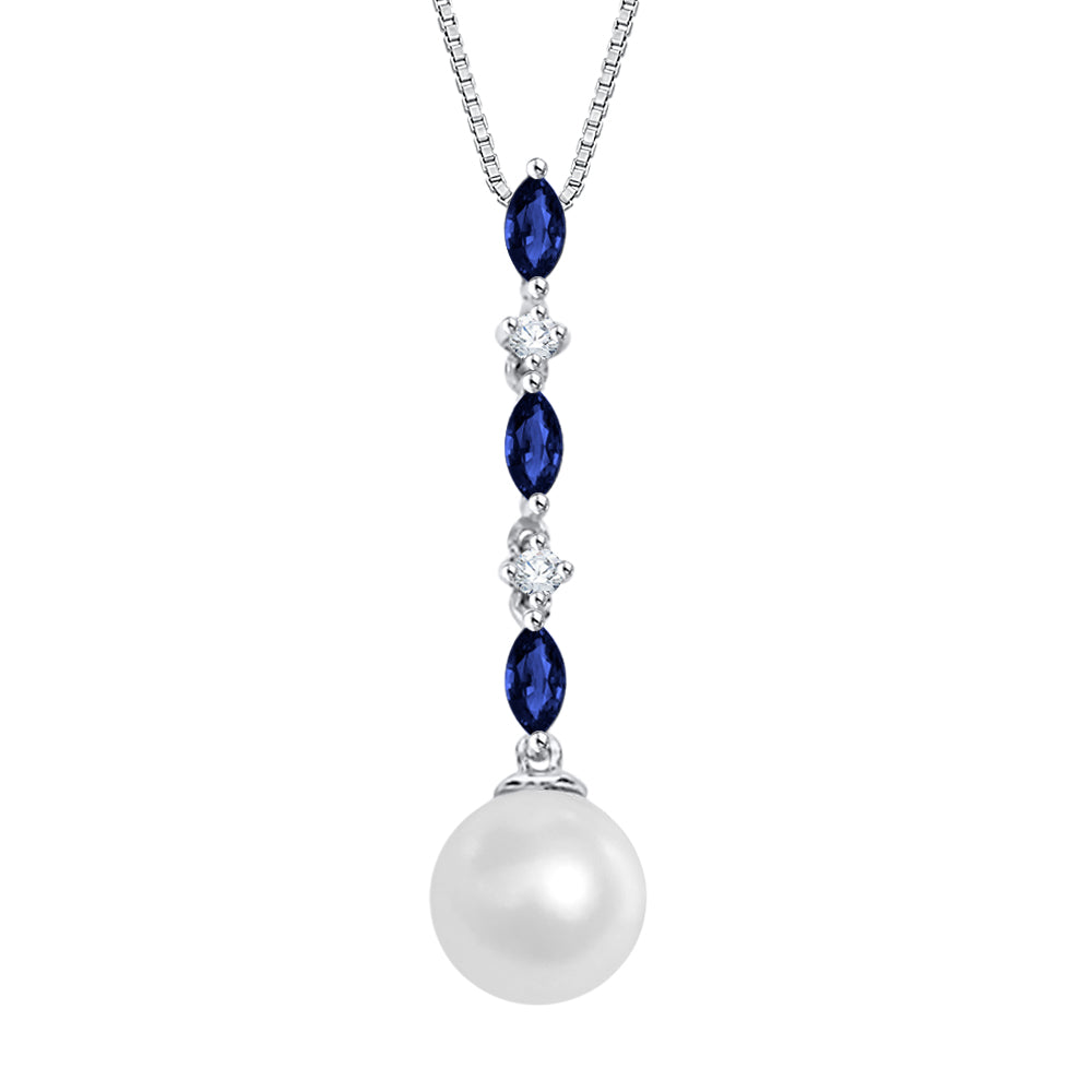 KATARINA 3/8 cttw Cultured Freshwater Pearl with Sapphire and