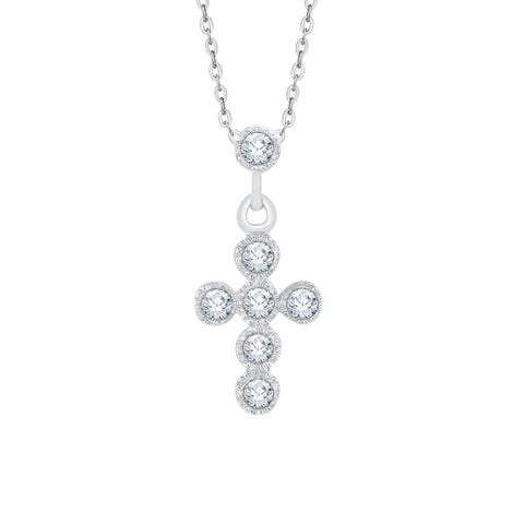KATARINA 1/10 cttw Diamond Cross Pendant Necklace