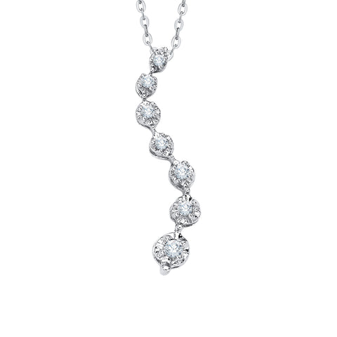 KATARINA 1/10 cttw Diamond Journey of Love Curve Pendant Necklace