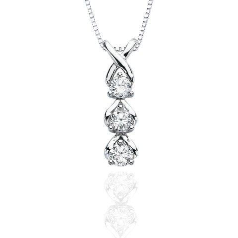 KATARINA Three Diamond Pendant Necklace (1/4 cttw GH, I2/I3)