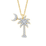 KATARINA Diamond "Palm Tree with Crescent Moon" Pendant Necklace (3/8 cttw, GH, I2-I3)