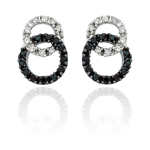 KATARINA Black and White Diamond Circle Jewelry Set