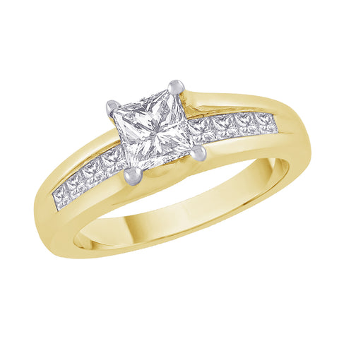 KATARINA Invisible Set Princess Cut Diamond Engagement Ring (1 cttw GH, I2/I3)