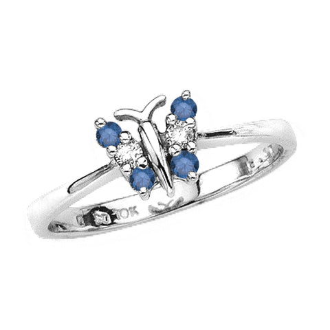 KATARINA Blue and White Diamond Butterfly Jewelry Set (3/8 cttw)