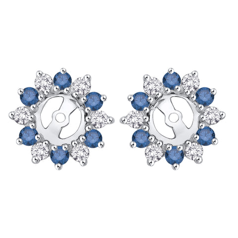 KATARINA Alternating Blue and White Diamond Earring Jackets (1/2 cttw)